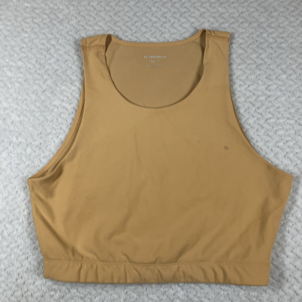REI Cooperative Women's Take Your Time Yellow Medium Long Line‎ Bra Top Stain